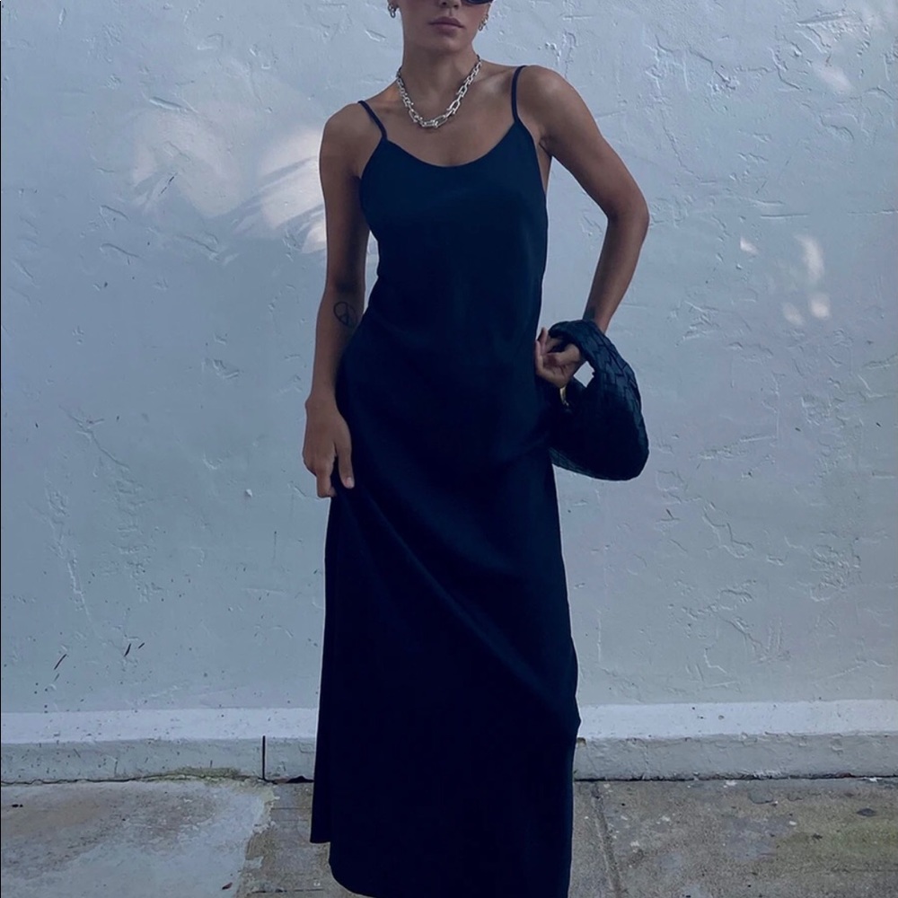 Thakoon black low back bias slip dress